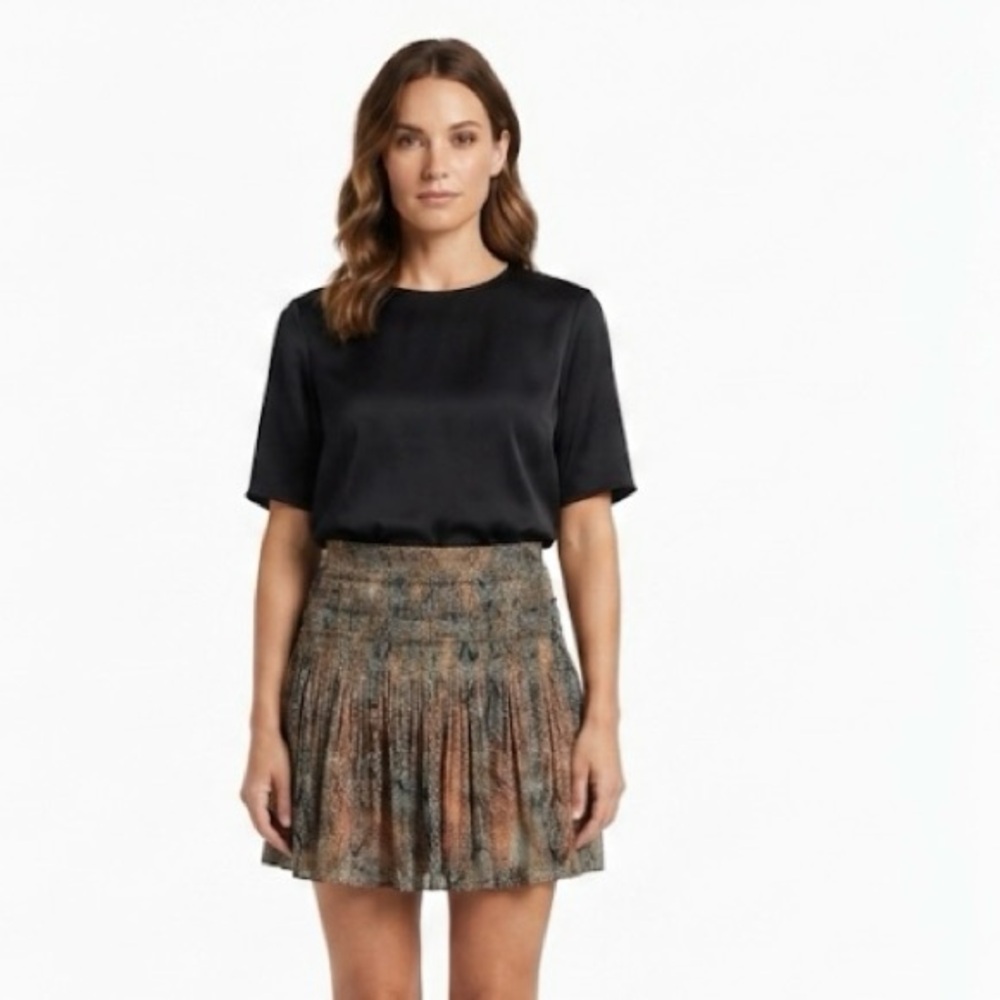 Peruvian Connection Smocked Mini Skirt Sz 10 Earthy Prairie Festival Boho Chic